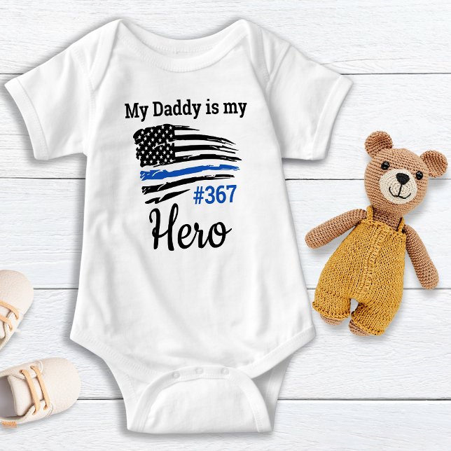Thin Blue Line My Daddy is My Hero Police Baby Bodysuit (Creator Uploaded)
