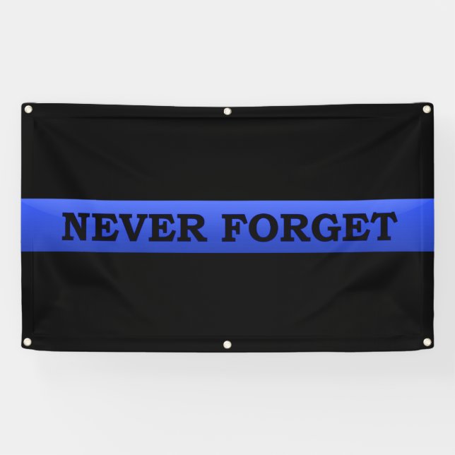 Thin Blue Line NEVER FORGET Banner (Horizontal)