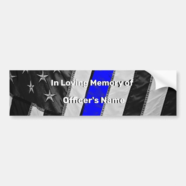 Thin Blue Line of Duty Fallen Officer Memorial Bumper Sticker (Front)