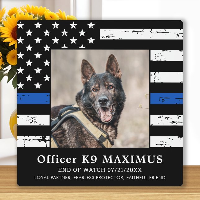 Thin Blue Line Officer K9 Police Dog Memorial Plaque (Creator Uploaded)