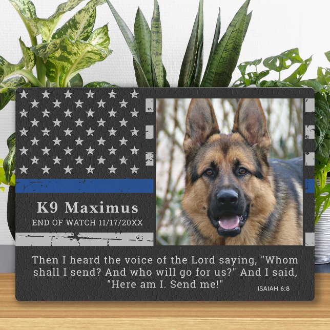 Thin Blue Line Officer K9 Police Dog Memorial Plaque (Creator Uploaded)