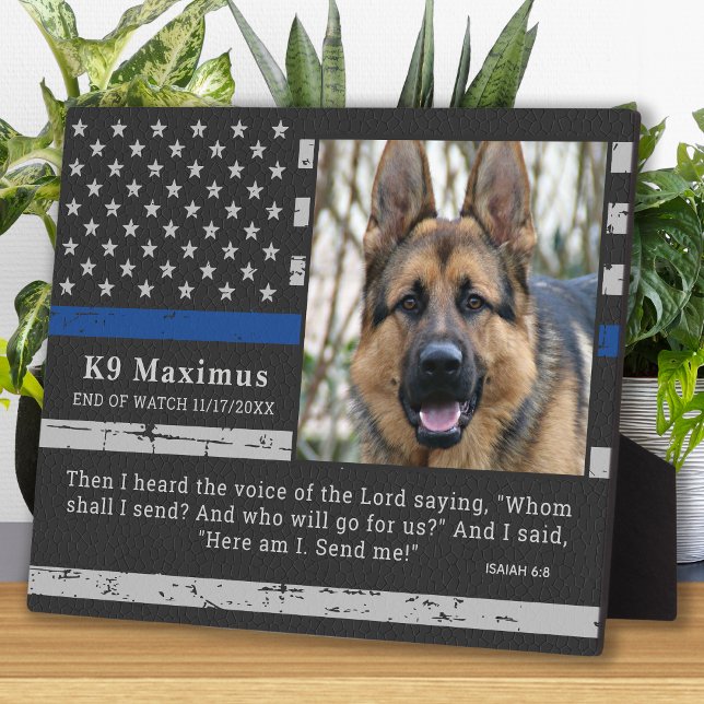 Thin Blue Line Officer K9 Police Dog Memorial Plaque (Creator Uploaded)