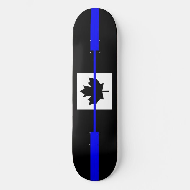 Thin Blue Line on Canadian Flag Decor Skateboard (Front)