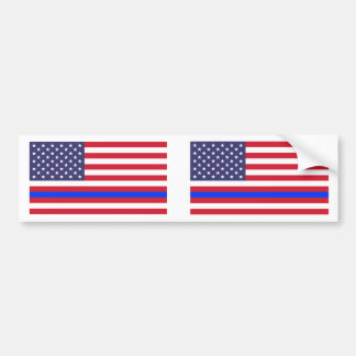 "THIN BLUE LINE on FLAG" Bumper Sticker