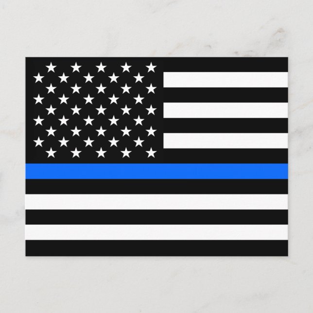"THIN BLUE LINE on FLAG" Postcard (Front)