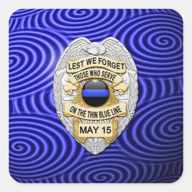 Thin Blue Line One-of-a-Kind Square Sticker (Front)