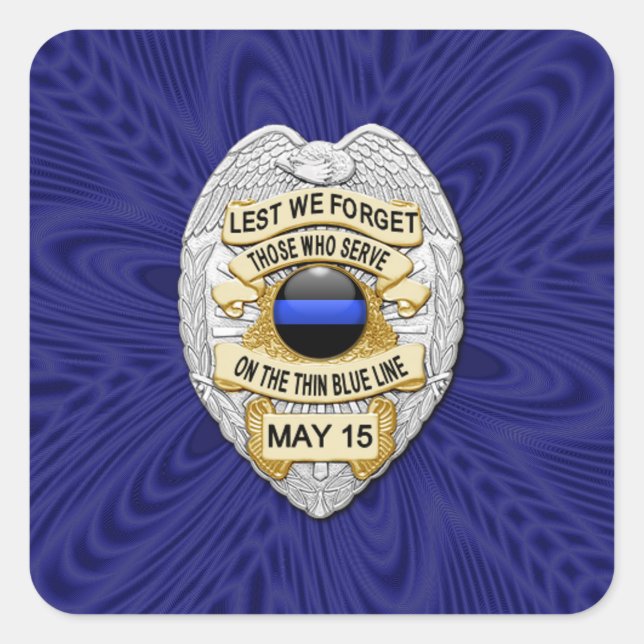Thin Blue Line One-of-a-Kind Square Sticker (Front)
