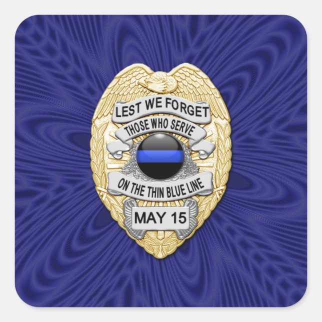 Thin Blue Line One-of-a-Kind Square Sticker (Front)