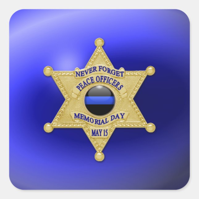 Thin Blue Line One-of-a-Kind Square Sticker (Front)