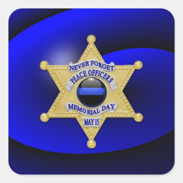 Thin Blue Line One-of-a-Kind Square Sticker (Front)