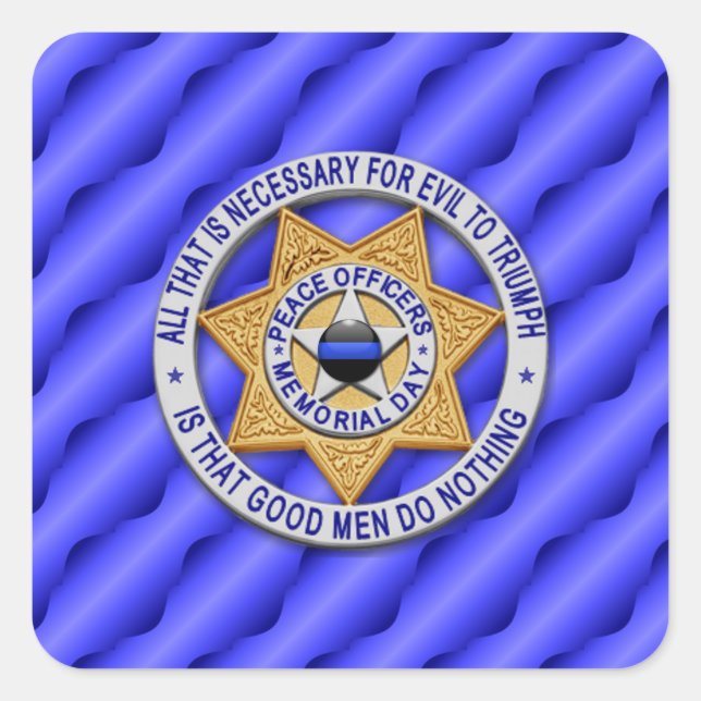 Thin Blue Line One-of-a-Kind Square Sticker (Front)