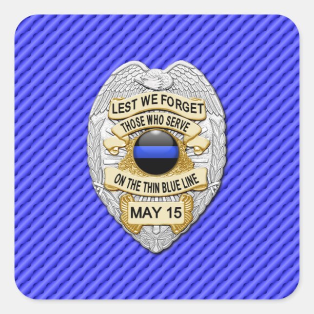 Thin Blue Line One-of-a-Kind Square Sticker (Front)