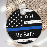 Thin Blue Line Personalised Badge Number Police Ke Key Ring<br><div class="desc">Personalised Thin Blue Line Keychain for police officers and law enforcement . Personalise with Officer's badge number. This personalised police keychain is perfect for police academy graduation gifts to newly graduated officers, or police department gifts. COPYRIGHT © 2020 Judy Burrows, Black Dog Art - All Rights Reserved. Thin Blue Line...</div>