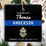 Thin Blue Line Personalised Logo Police Officer Ceramic Ornament<br><div class="desc">Thin Blue Line Police Department Christmas Ornament - Police Flag colours, modern black and blue design . Customise with your department logo, and personalise with police officers name, title, department logo and badge number. This personalised law enforcement ornament is perfect for police departments and law enforcement officers, stocking stuffers and...</div>