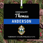 Thin Blue Line Personalised Logo Police Officer Metal Tree Decoration<br><div class="desc">Thin Blue Line Police Department Christmas Ornament - Police Flag colours, modern black and blue design . Customise with your department logo, and personalise with police officers name, title, department logo and badge number. This personalised law enforcement ornament is perfect for police departments and law enforcement officers, stocking stuffers and...</div>