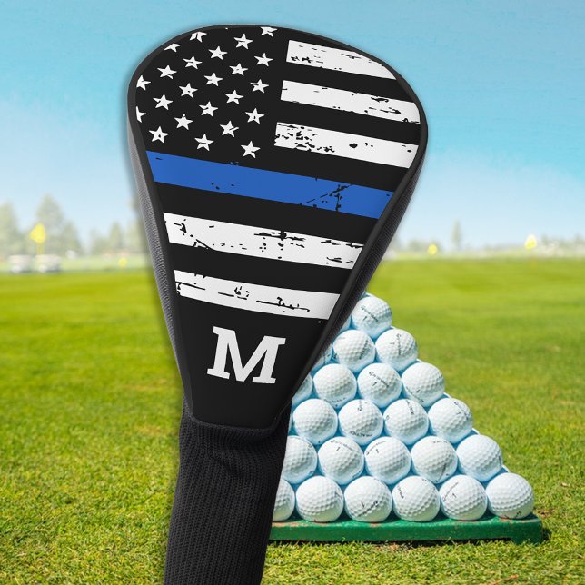 Thin Blue Line Personalised Monogram Police Golf Head Cover (Creator Uploaded)