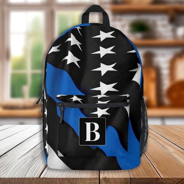 Thin Blue Line - Personalised Monogram - Police Printed Backpack (Creator Uploaded)