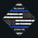 Thin Blue Line Personalised Police Dog Bandanna<br><div class="desc">Thin Blue Line Bandanna - American flag in Police Flag colours, distressed design . Personalise with police dog name. This personalised police dog bandanna is perfect for police and law enforcement families and all those who support them . COPYRIGHT © 2020 Judy Burrows, Black Dog Art - All Rights Reserved....</div>