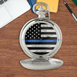 Thin Blue Line Personalised Police Retirement Pocket Watch