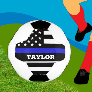 Thin Blue Line & personalized Football USA flag Soccer Ball