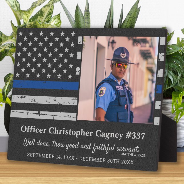 Thin Blue Line Photo Police Memorial Plaque (Creator Uploaded)