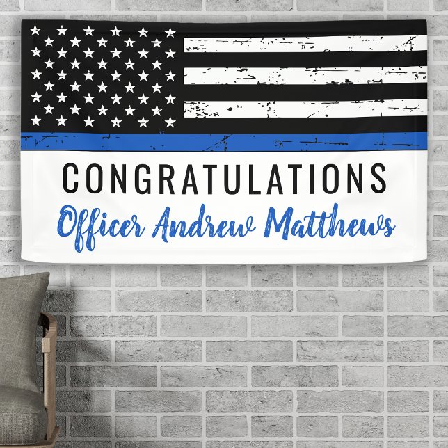 Thin Blue Line Police Academy Graduation Party Ban Banner (Creator Uploaded)