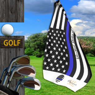 Thin Blue Line & Police, American flag /Monogramed Golf Towel