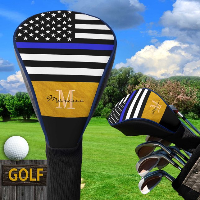Thin Blue Line, Police, American Flag /Monogrammed Golf Head Cover (Creator Uploaded)