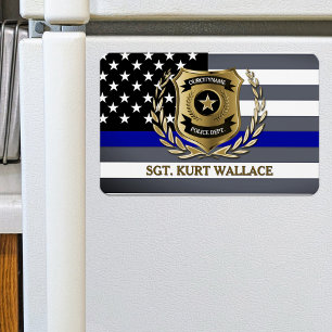 Thin Blue Line Police Badge Personalised  Magnet