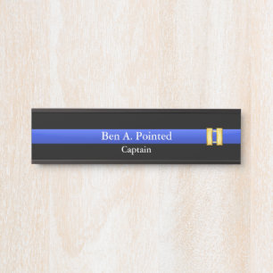 Thin Blue Line - Police Captain Rank Door Sign
