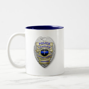 Thin Blue Line Police Chaplain Badge  Two-Tone Coffee Mug