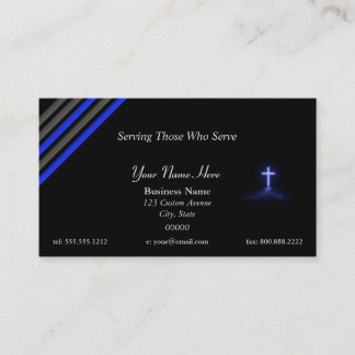 Thin Blue Line Police Chaplain Cross Business Card