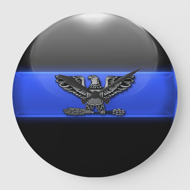 Thin Blue Line - Police Chief Eagle Insignia Large Clock (Front)