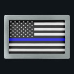 Thin Blue Line Police Cops American Flag Belt Buckle<br><div class="desc">The "thin blue line" is a term that typically refers to the concept of the police as the line which keeps society from descending into violent chaos. The "blue" in "thin blue line" refers to the blue colour of the uniforms of many police departments. - This work is ineligible for...</div>