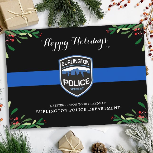 Thin Blue Line Police Department Christmas Holiday Card (Creator Uploaded)