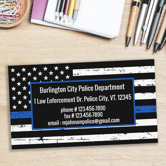 Thin Blue Line Police Department Law Enforcement Business Card (Creator Uploaded)