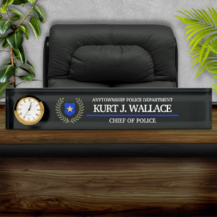 Thin Blue Line Police Department Logo Nameplate