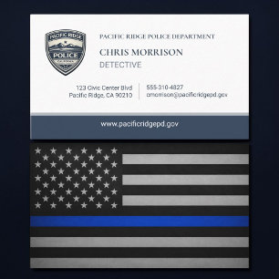 Thin Blue Line Police Detective Flag Logo Business Card