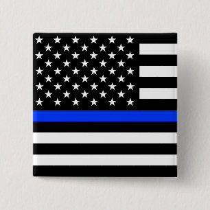 Thin Blue Line Police Flag 15 Cm Square Badge