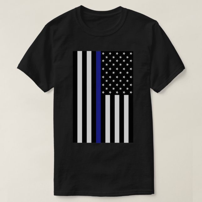Thin Blue Line Police Flag 2 T-Shirt (Design Front)