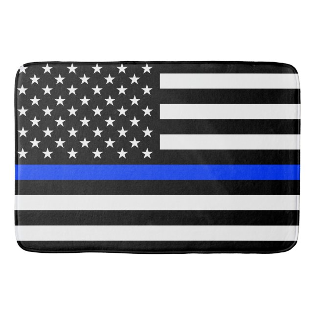 Thin Blue Line Police Flag Bath Mat (Front)