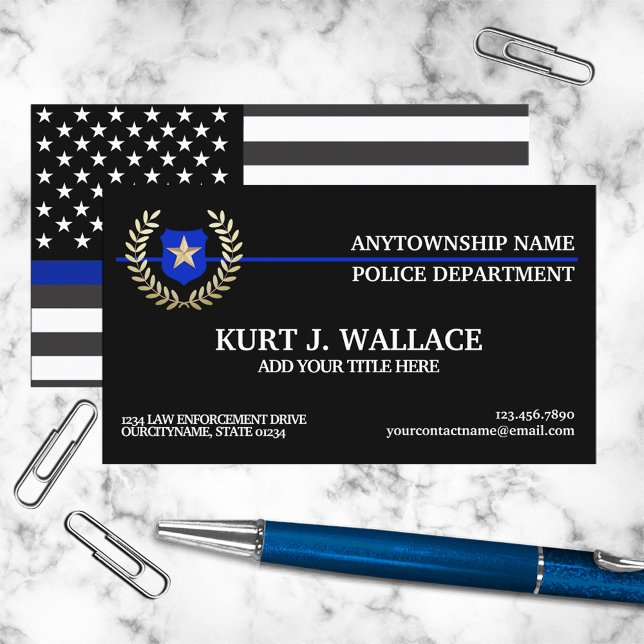 Thin Blue Line Police Flag Custom Business Card (Creator Uploaded)