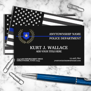 Thin Blue Line Police Flag Custom Business Card
