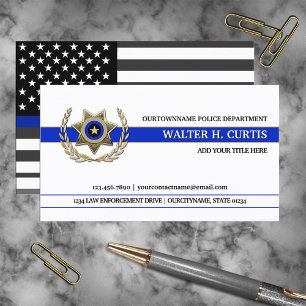 Thin Blue Line Police Flag Custom Business Card