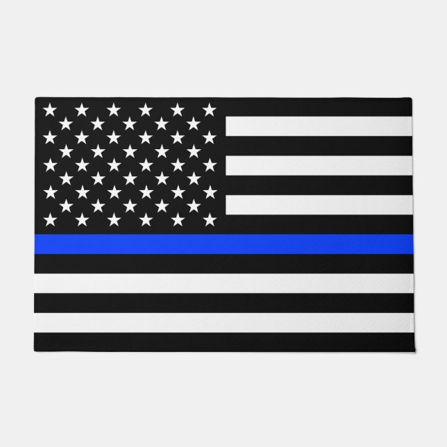 Thin Blue Line Police Flag Doormat (Front)