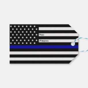 Thin Blue Line Police Flag Gift Tags
