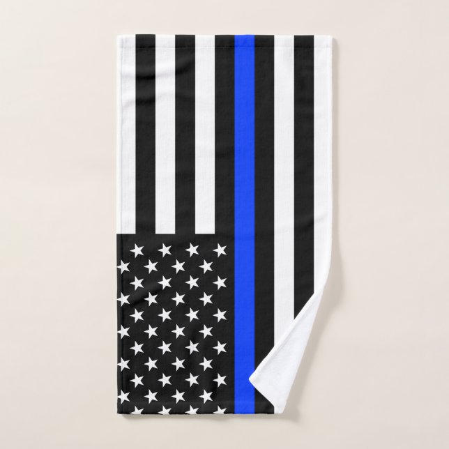 Thin Blue Line Police Flag Hand Towel (Hand Towel)