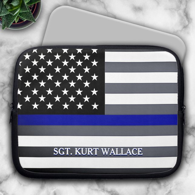 Thin Blue Line Police Flag Laptop Sleeve (Creator Uploaded)