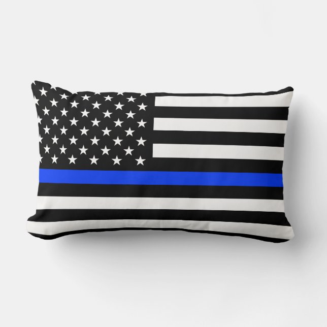 Thin Blue Line Police Flag Lumbar Cushion (Front)