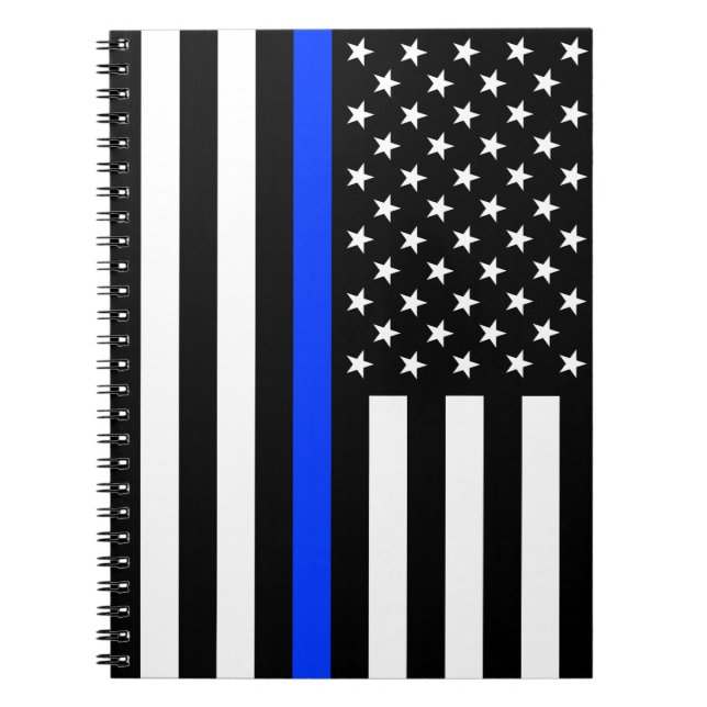 Thin Blue Line Police Flag Notebook (Front)
